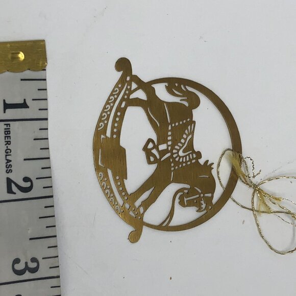 Vintage Flat Brass 1981 Christmas Ornament Rocking Horse Decoration - Picture 4 of 5